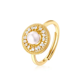 

Sterling Silver Ring Light Jewelry Design Retro Ring Female Palace Freshwater Pearl Index Ring S925 Silver Ring Gold Coating