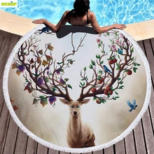 

DEKOP Round Beach Towel Animal Printed Microfiber Towel Shiower Towels Circle Bohemia Shawl Mat Bath Towels For Adults