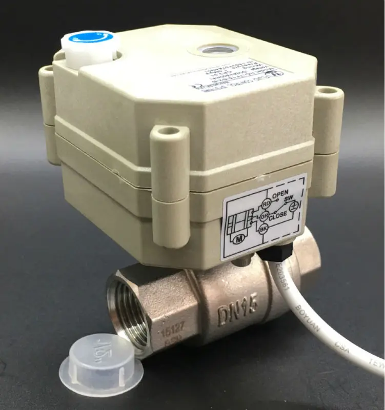 TF15-S2-B IP67 2 Way движимый шаровой клапан с ролик для ручного массажа BSP/NPT 1/2 ''SS304 AC/DC 12 V 24 V 3 провода привод клапана металла Шестерни