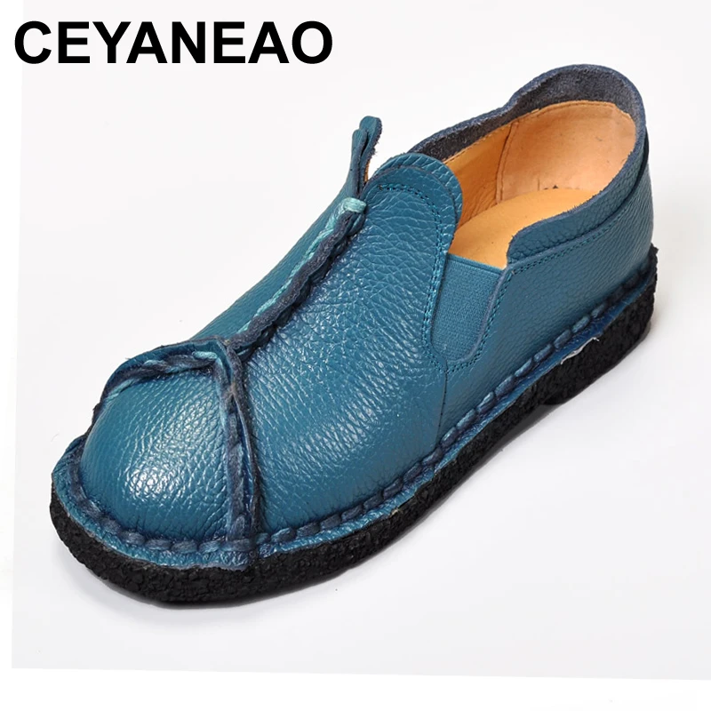 CEYANEAORetro/Женская обувь на плоской подошве; женская обувь из натуральной кожи на плоской подошве; Модные женские лоферы ручной работы; женская повседневная обувь