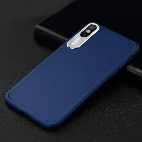 Для iPhone X чехол ROCK роскошный бизнес стиль металлический телефон камера Защита Прозрачный чехол для iPhone X крышка - Цвет: Blue
