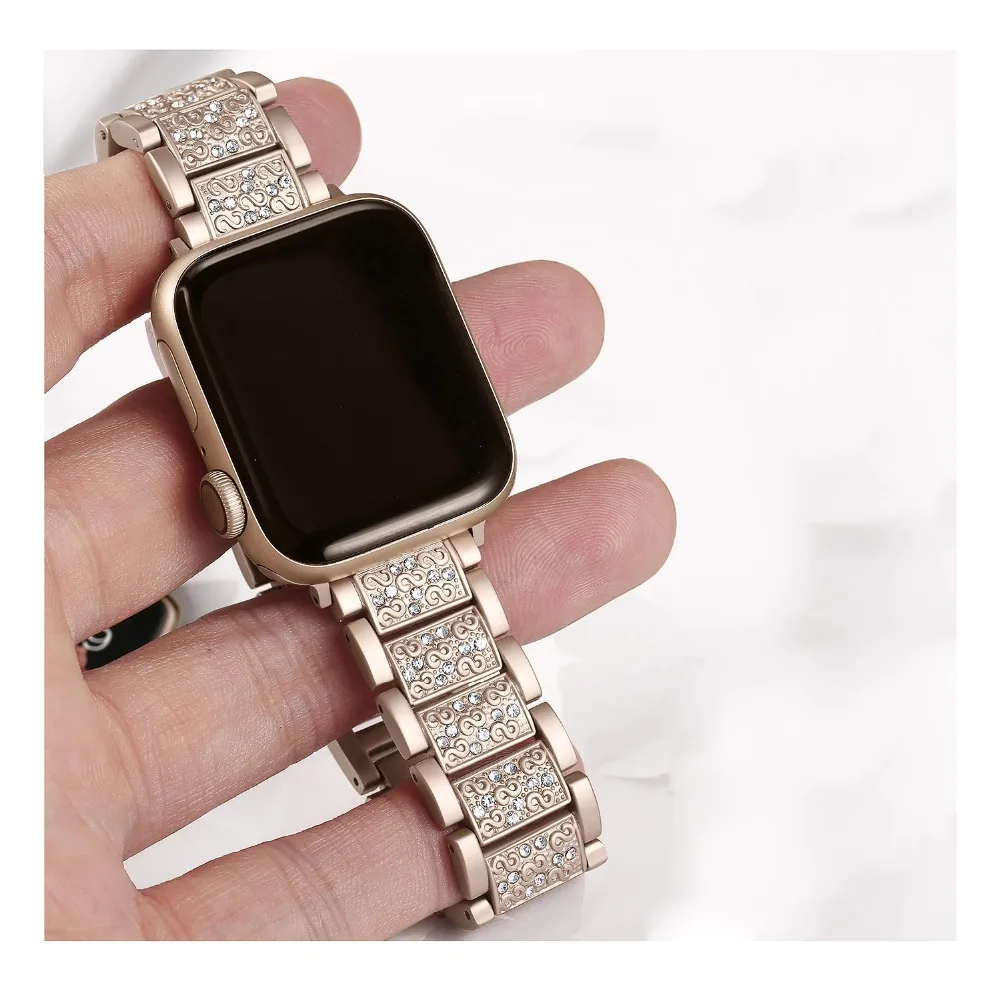 Bracelet Metallique En Diamant Pour Apple Watch En Acier Inoxydable Pour Apple Watch Serie 6 Se Rose Gold For 38mm And 40mm Achat Vente Bracelet De Montre Soldes Cdiscount