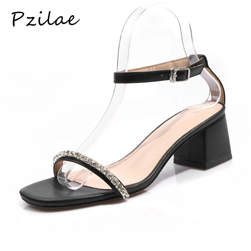 

Pzilae open toe shoes woman summer sandales ankle strap womens high heel silver sandals wedding shoes casual party dress sandals