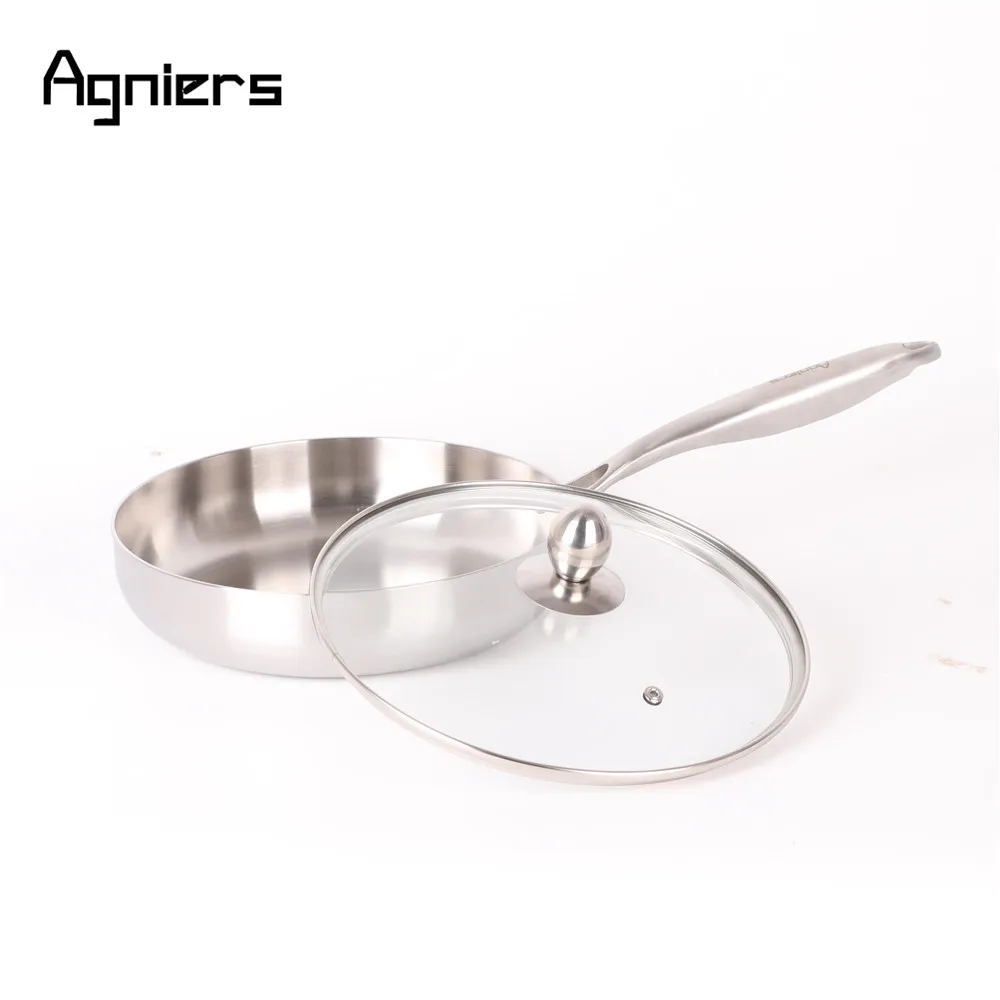 

Agniers 24cm Multi-Ply Stainless-Steel Clad Fried Steak Frying pan with Glass Lid and 9.5-inch Fried Egg Chef's Pans with Cover