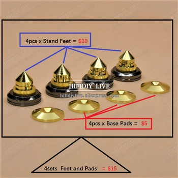

HIFIDIY LIVE 4 Sets or 4 PCS speakers Stand Feet Foot Pad Pure copper gold loudspeaker box Spikes Cone Floor Foot Nail M28*26