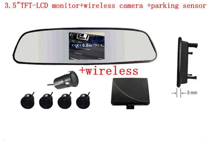 Самый дешевый комплект для переоборудования автомобиля/3," зеркало заднего вида монитор+ беспроводная камера заднего вида+ Датчик парковки/