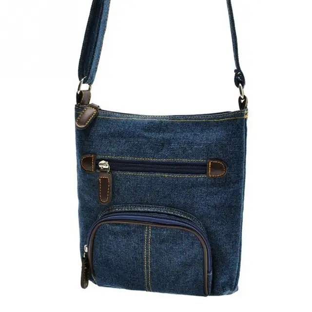 Retro Denim Crossbody Bag Women Handbags Casual Zipper Soft Messenger Small Shoulder Bags Front Pocket Cowboy Retro Denim Crossbody Bag Women