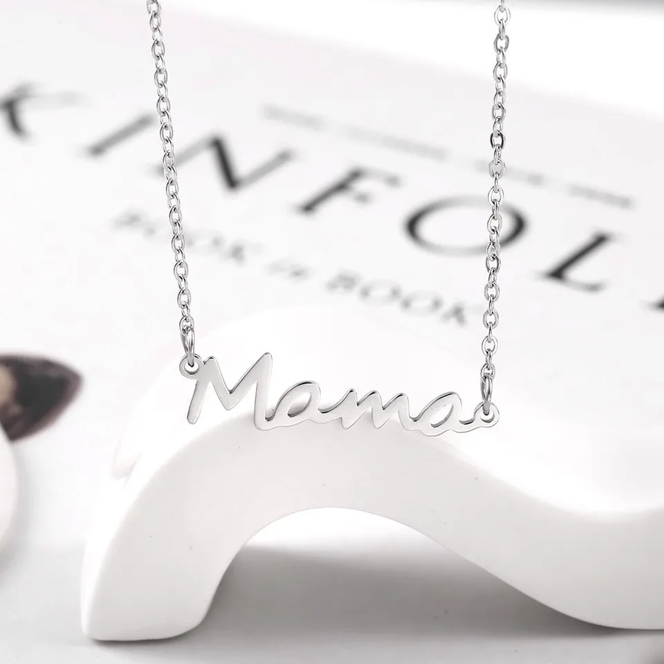 RIR, нежное ожерелье с надписью «мама», кулон «мама», ювелирные изделия, лучшее минимальное ожерелье для мам, подарки на день матери