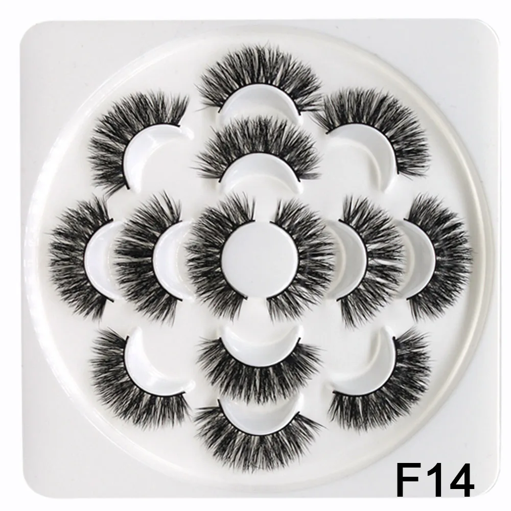 7pairs 3D Thick Mink Eyelashes Fake Lashes Long Makeup Mink Lashes Eyelash Extension False Eyelashes Mixed model - Цвет: F14