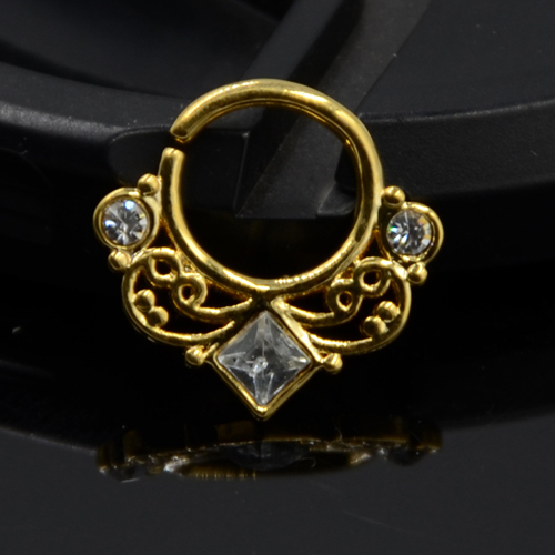Lacey Opal Drapery Royalty Septum Rook Clicker Ring Nose Ring Tragus Cartilage Earring Titanium Shaft 16G Hanger Piercing