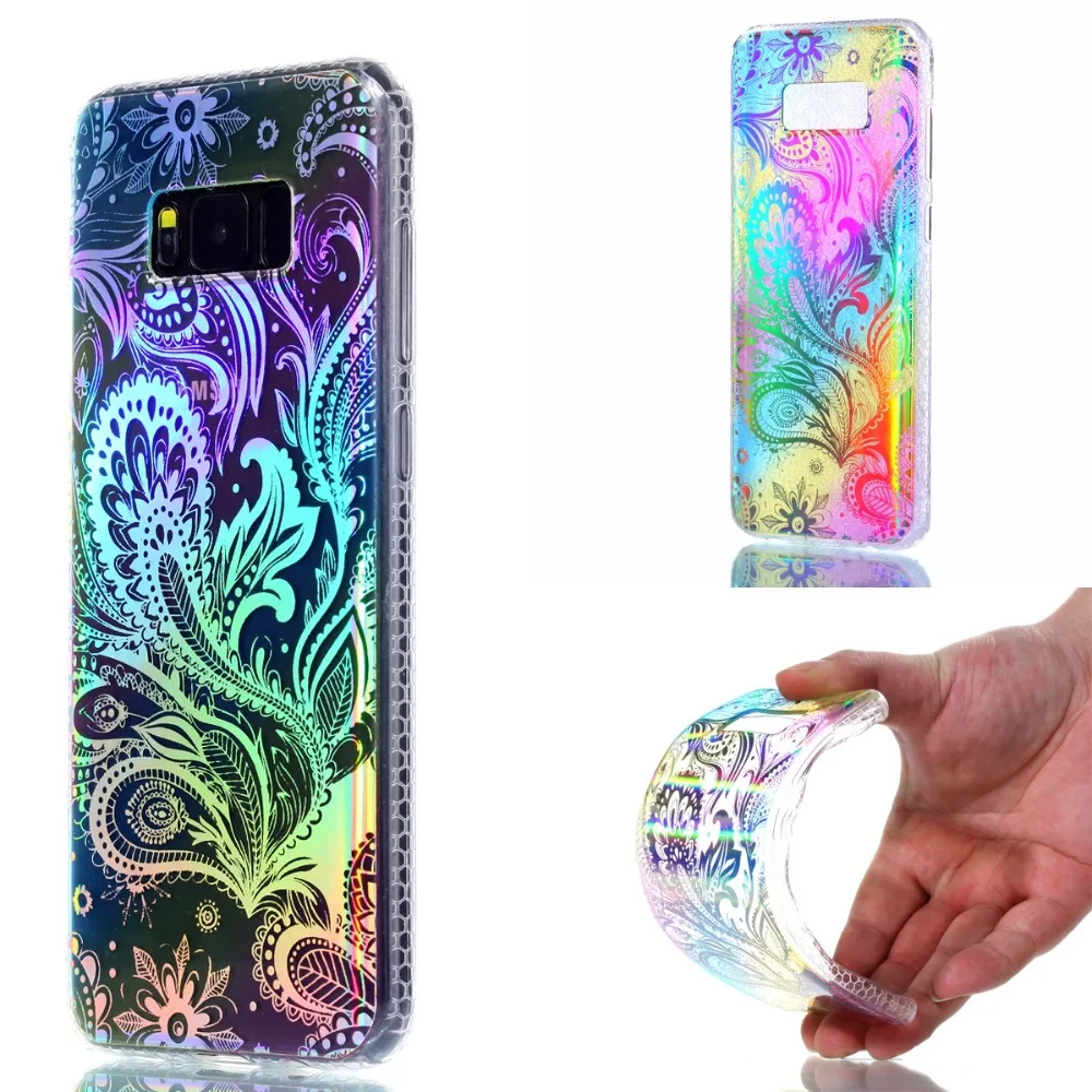 LANCASE For Samsung Galaxy S8 Case Glitter Powder Flower