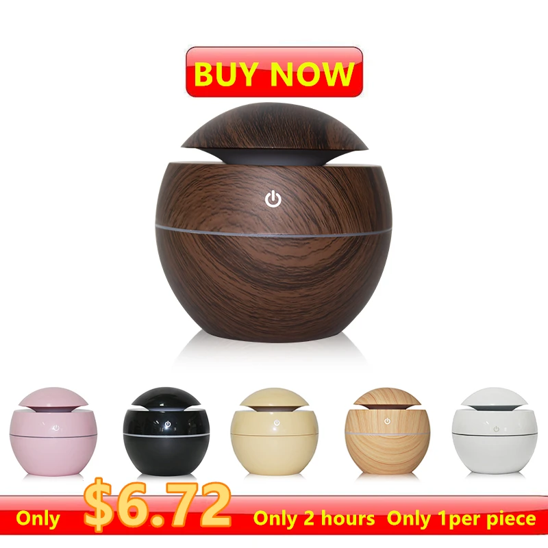

mini usb Air Humidifier Wood Grain Aroma Diffuse Desk Humidificador decoration Essential Oil Mist Maker LED Light for Home