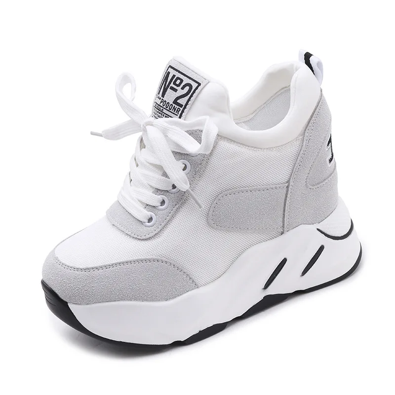 

YeddaMavis Platform Sneakers Women Shoes Women Sneakers 2019 Spring 9CM Hidden Heels Shoes Zipper Womens Shoes Zapatos De Mujer
