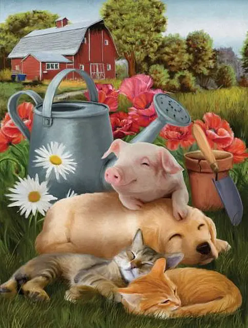 square Diamond embroidery animals 5D DIY Painting Farm landscape Rhinestone Embroidery Child Puzzle Cross Stitch Gifts | Дом и сад