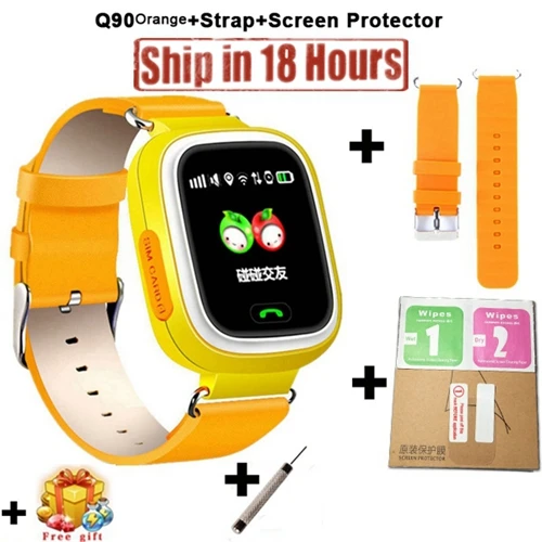 Gps Q90 умные часы с сенсорным экраном Wi-Fi позиционирование Детские умные наручные часы локатор PK Q50 Q60 Q80 для детей безопасный анти-потеря - Цвет: Add Strap Protector