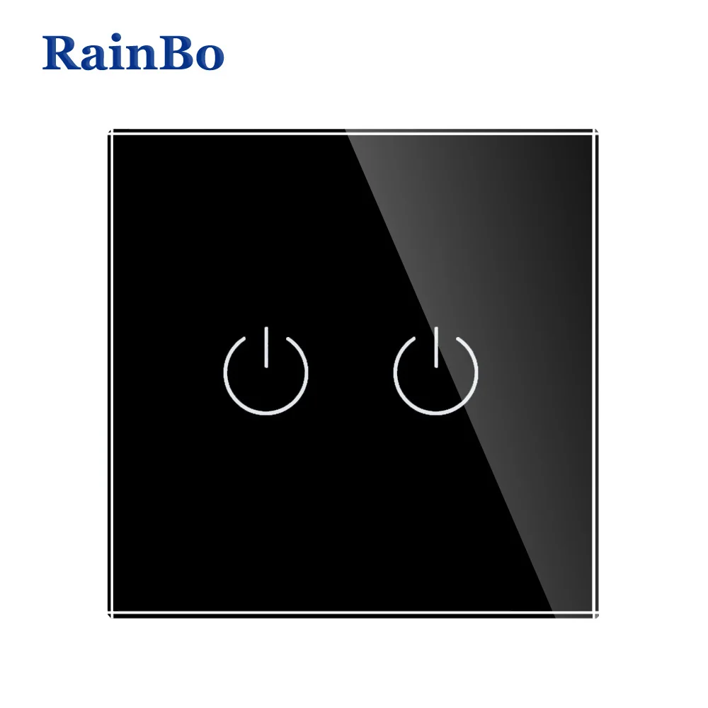 Rainbo Фирменная Новинка Кристалл Стекло Панель стена ЕС Стандартный 110~ 250 В сенсорный выключатель Экран настенный выключатель света 2gang1way A1921CE/B