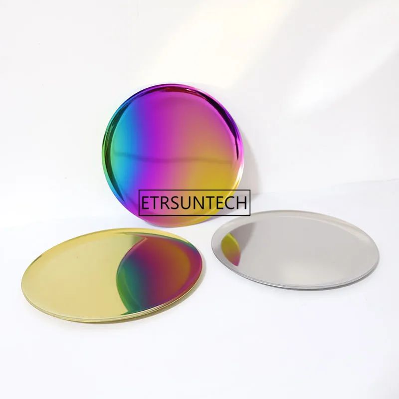 

Multifunction Mirror Tray Metal Gold Storage Tray Rainbow Color Round Fruit Plate Tea Trays Jewelry Receive