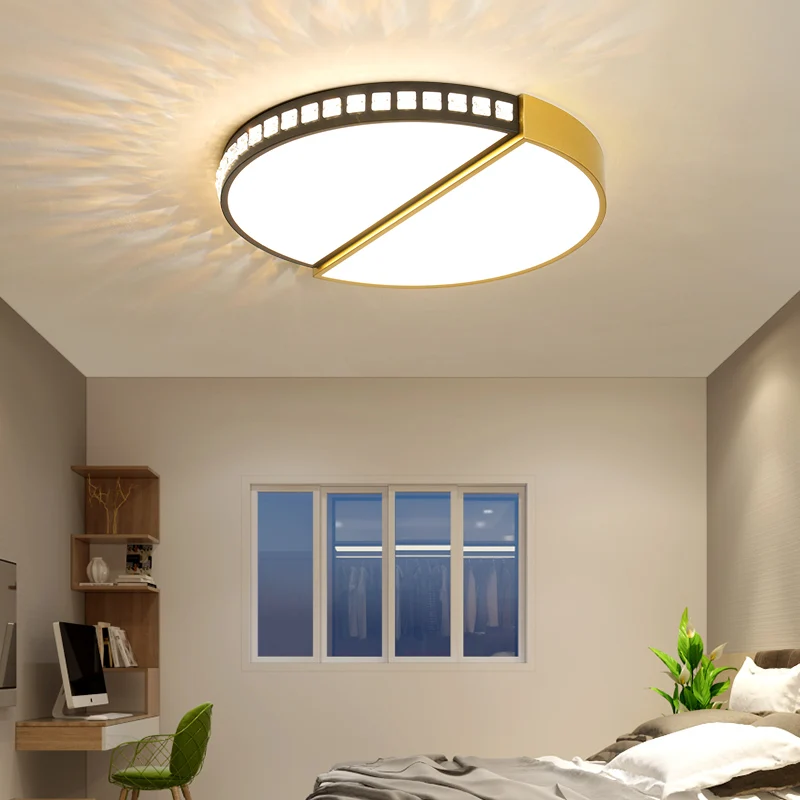 

Acrylic crystal modern led ceiling lights for bedroom study kitchen balcony home decoration 90-220V golden ceiling lamp lighting