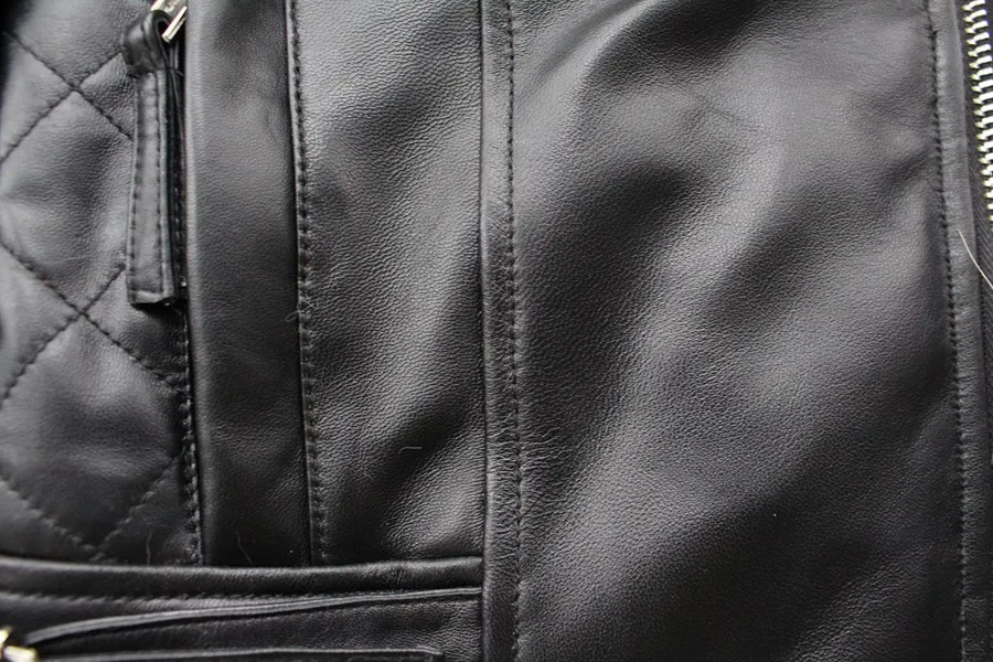 genuine sheepskin leather jacket with real big raccoon fur collar (14)