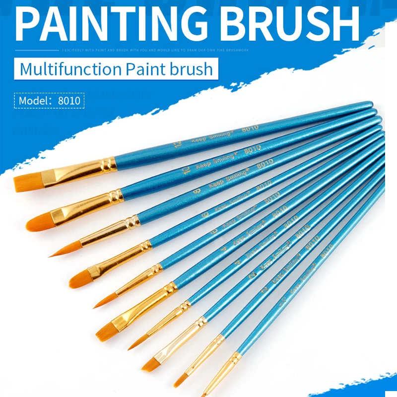 Beste BGLN 10 stks set Nylon Haar Aquarel Gouache Penselen Verschillende Vorm Ronde Wees Tip Schilderen Borstel Set Art Supplies