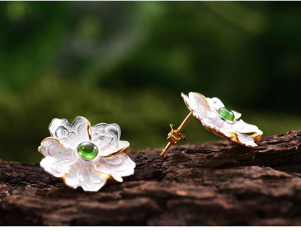 Brincos de Prata Brincos para Mulher Lotus Real Esterlina Natural Pedra Preciosa Original Artesanal Jóias Finas Peônia Flor Parafuso Prisioneiro Fun 925 13 finas peônia flor parafuso prisioneiro brincos para mulher