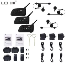 LEXIN 3PCS 1200M Motorcycle Bluetooth Helmet Intercom for 6 Riders BT Wireless Waterproof Interphone Headsets Walkie Talkie GPS