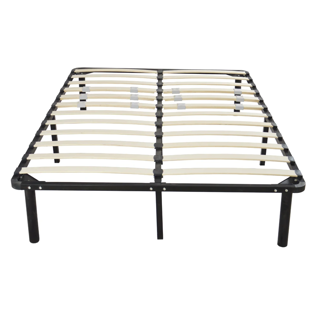 Best 74*53*14 Wooden Bed Slat and Metal Iron Stand Full Size Iron Bed Black