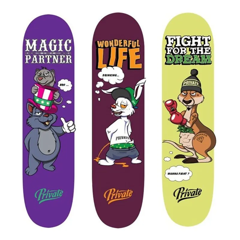 SK8ER Private Canadian Maple Skateboarding Decks 8" Double Rocker