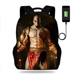 God Of War Game рюкзак USB для подростков студент Bookbags обратно в школу путешествия подарок сумка для мужчин обувь мальчиков Bagpack