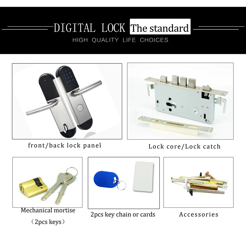 Security Electronic Combination Key Card Door Lock Digital Door Lock Touch Keypad Password Door Lock Smart entry For Home Office