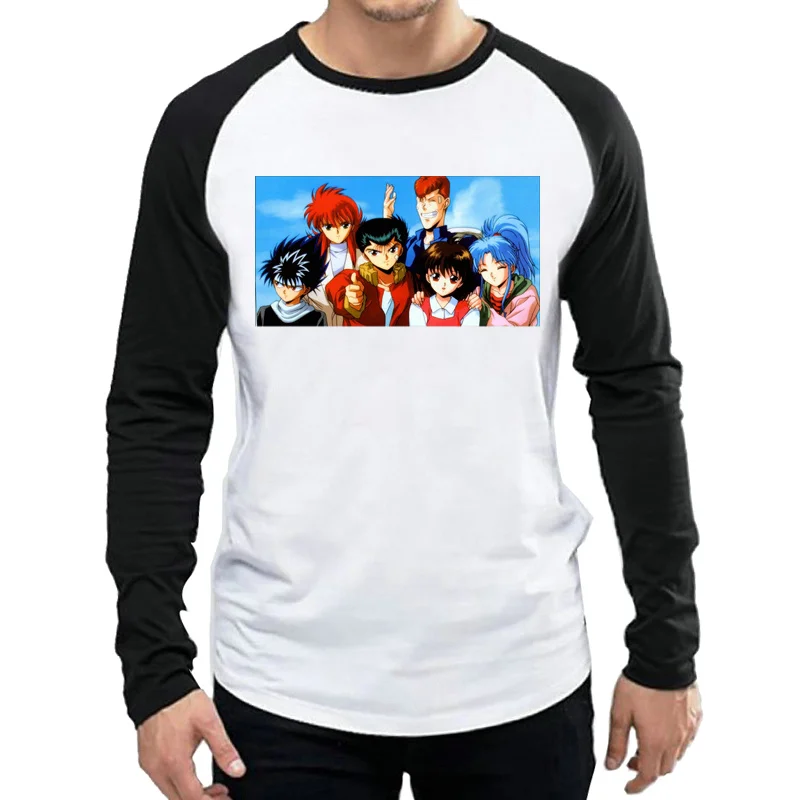Аниме YuYu Hakusho футболка белый цвет Мужская мода длинный рукав игра Urameshi Hiei Майки