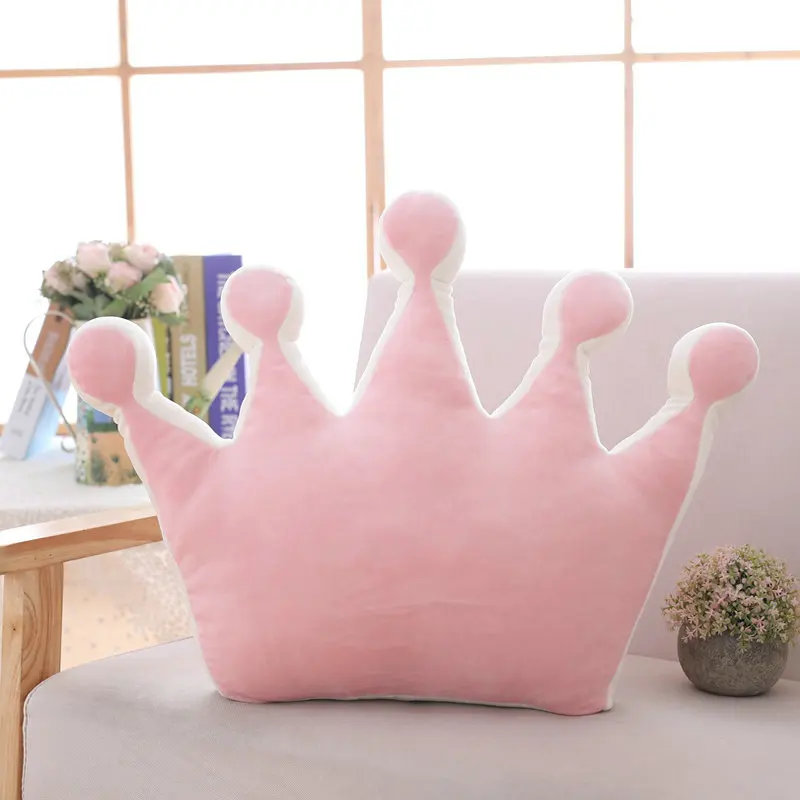 Мягкая принцесса подушка "Корона" Плюшевые спящие подушка для маленьких девочек кожаный диван Декор радуги и облака звезд знаменитостей Studio Подушка, прекрасный подарок для нее - Цвет: 42cm pink