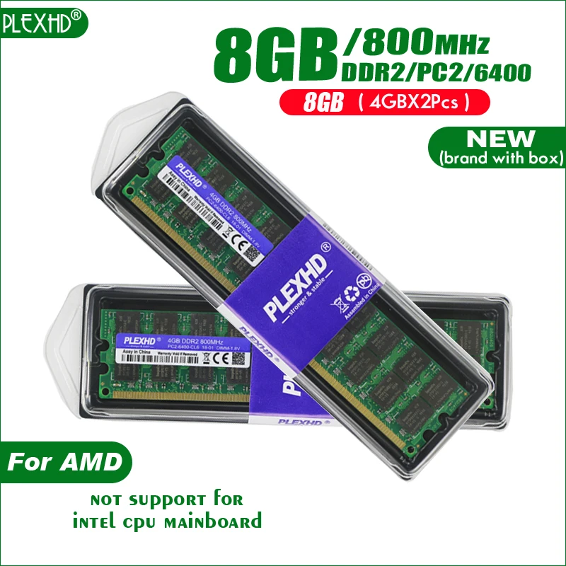 PLEXHD 8 Гб(4 Гб X 2 шт) DDR2 PC2-6400 800 МГц 8 г PC2 6400 для настольных ПК DIMM память ram 240 контакты для AMD