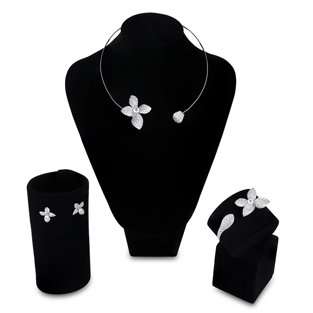 Party Prom Jewelry sets for Women Personality Design 3 piece Suit Necklace Earring Bracelets Fashion Wedding Free Give the Ring Party Prom Jewelry sets for Women Personality Design 3 piece Suit Necklace Earring Bracelets Fashion Wedding Free Give the Ring