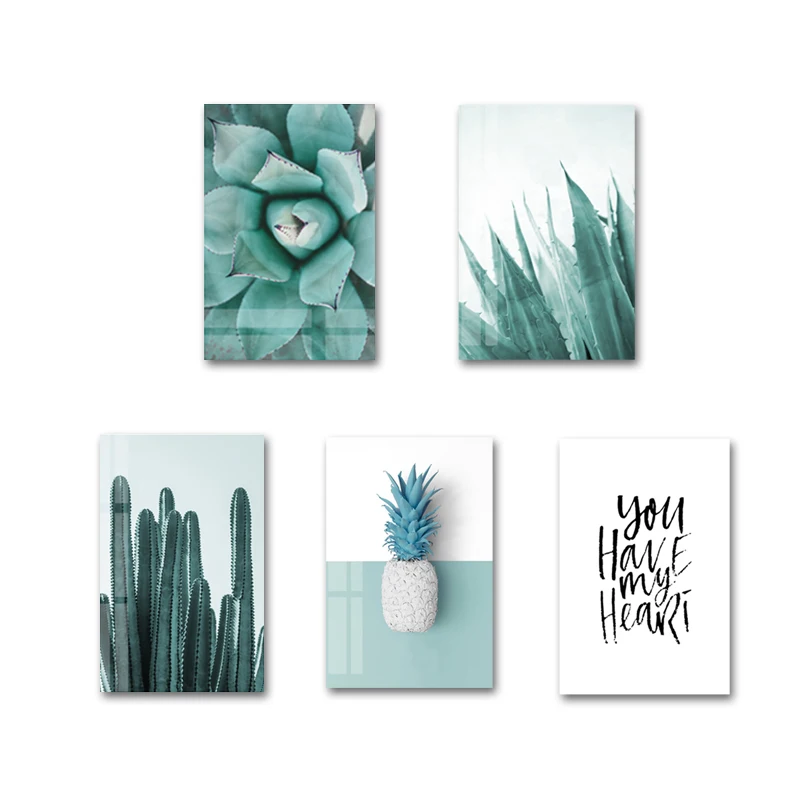 Modern Mint Green Pineapple Prints Nordic Wall Art Canvas Paintings Plants Leaf Poster Pictures For Living Room Home Decorative Painting Calligraphy Aliexpress