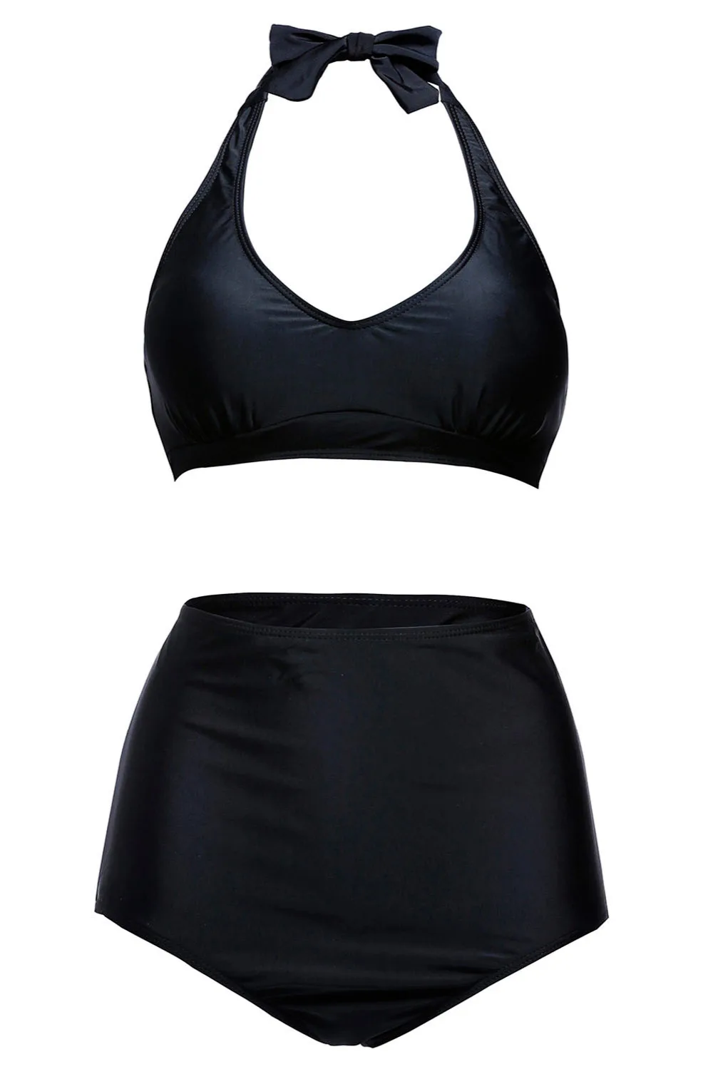 Solid-Black-Halter-Bikini-Swimsuit-LC41420-2-2
