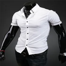 Мужская весенне-летняя Модная рубашка с подкладкой в полоску, мужская Тонкая Короткая рубашка, однотонная мужская рубашка 003