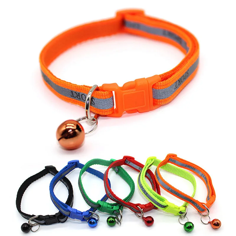 6 Colors Adjustable Pet Dog Puppy Collar With Bell Nylon Dog Necklace