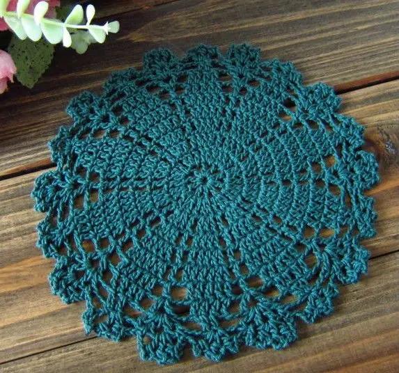 

set of 24 pieces Shabby Chic Vintage Look Crocheted Doilies---Dark Green color,327