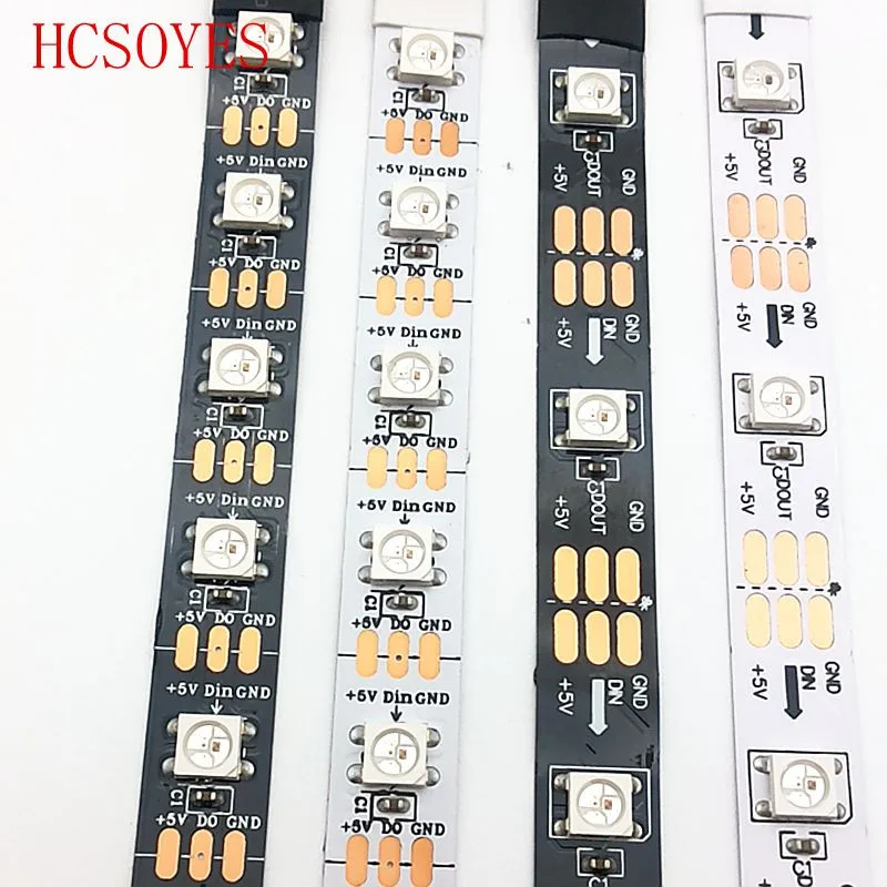 DC5V WS2812B синхро-адаптер длиной 1 м/4 м/5 м 30/60/74/96/144 пикселей/светодиодов/m Smart led пикселей полосы, черный/белый печатных плат, WS2812 IC; WS2812B/M, IP30/IP65/IP67