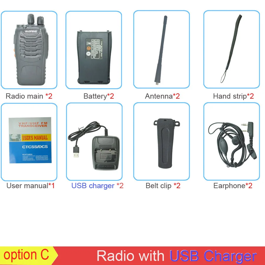 USB Charger 2 шт./компл. baofeng BF-888S рация портативное радио BF888s 5 Вт 16CH UHF 400-470 МГц BF 888 S коммуникатор передатчик трансивер - Цвет: USB Charger
