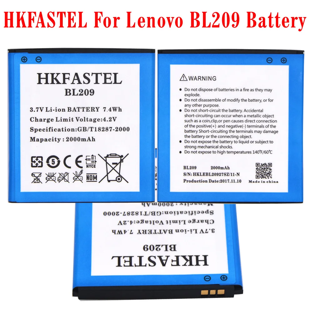 HKFASTEL BL209 BL 209 новые оригинальные батареи мобильного телефона для lenovo A706 A788T A820E A760