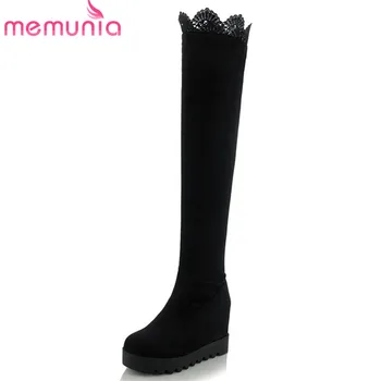 

MEMUNIA 2020 new arrival over the knee boots women round toe autumn winter boots sexy stretch long boots wedges platform shoes
