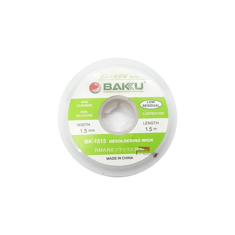 BAKU-removedor de mecha de soldadura, rollo de flujo de Trenza para desoldar, 1,5mm, 2,5mm, 3mm, para soldadura BGA