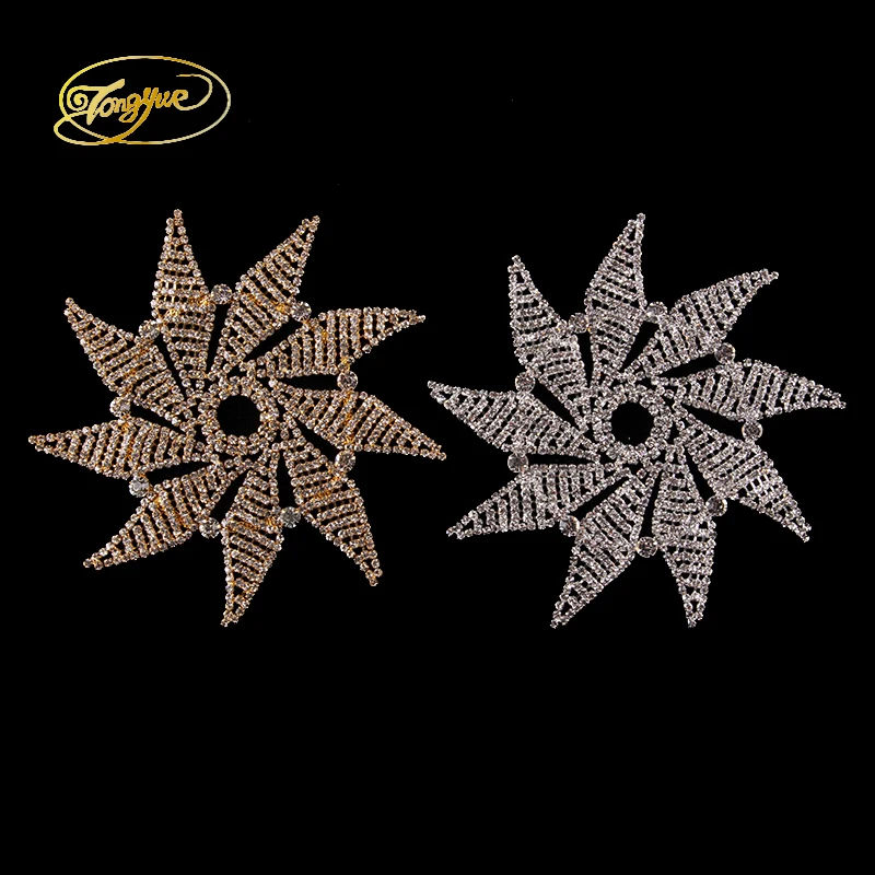 13*13cm Gold And Silver Colour Polygon Crystal DIY Wedding Evening Dress Sewing On Rhinestone Applique | Дом и сад