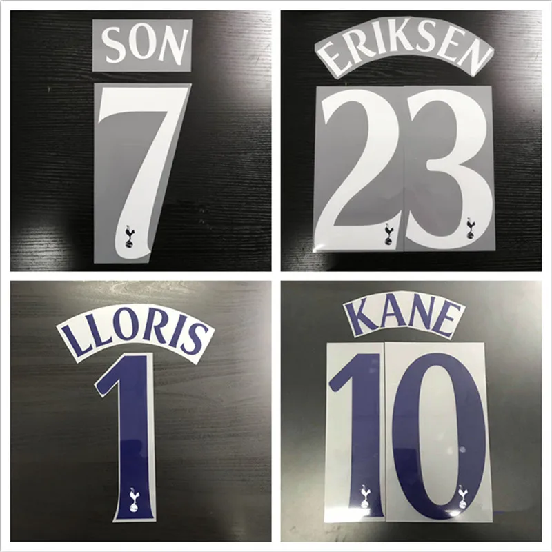 

2018-19 Champions League KANE ERIKSEN DELE SON LLORIS namesets printing fonts football number stamping badges patch