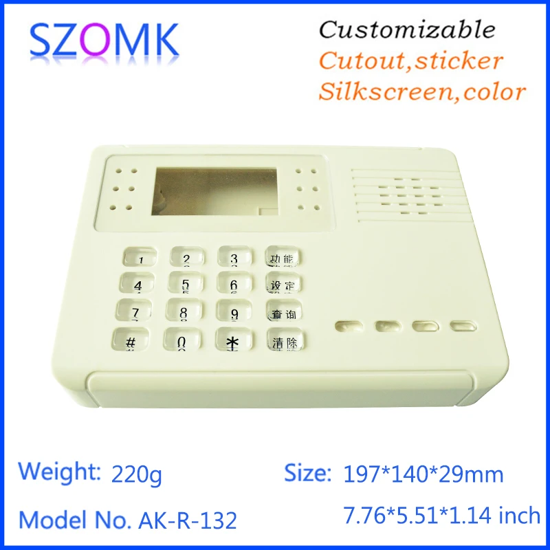 

1 piece, 197*140*29mm szomk new arrival plastic enclosure for alarm control system pcb box electronics RFID control housing box