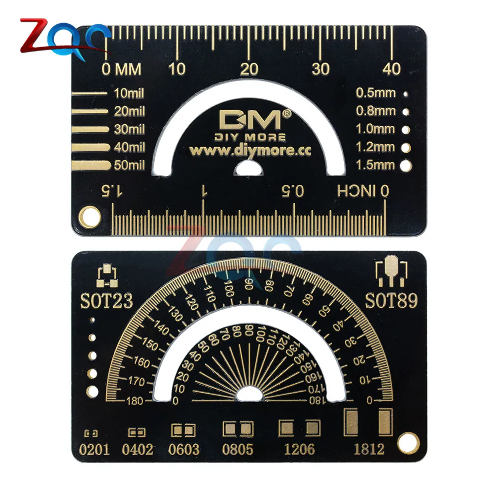 4 каблуке 15 см, 20 см, 25 см Многофункциональный PCB линейка, измерительный инструмент резистор микросхема конденсатора IC диод поверхностного монтажа транзистор посылка 180 градусов