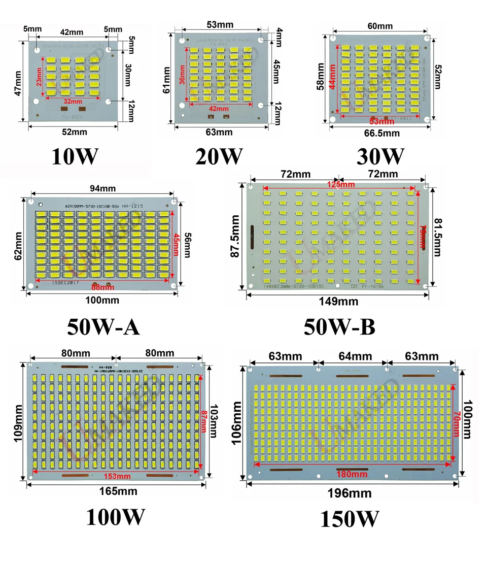 100% полномощный светодиодный PCB 20 Вт 2000лм SMD5730 чип 63x61 мм прожектор алюминиевая