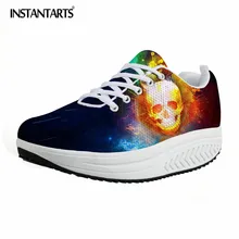Instantarts Брендовая Дизайнерская обувь Прохладный Череп Женская обувь на платформе классические Galaxy женская обувь увеличивающая рост; Большие размеры 34–43 Весна Туфли без каблуков shaps UPS